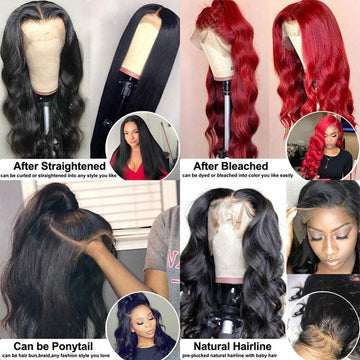 Beaudiva Human Hair Closure Wig 4×4 Body Wave Wigs Pre Plucked Bleached Knots with Baby Hair